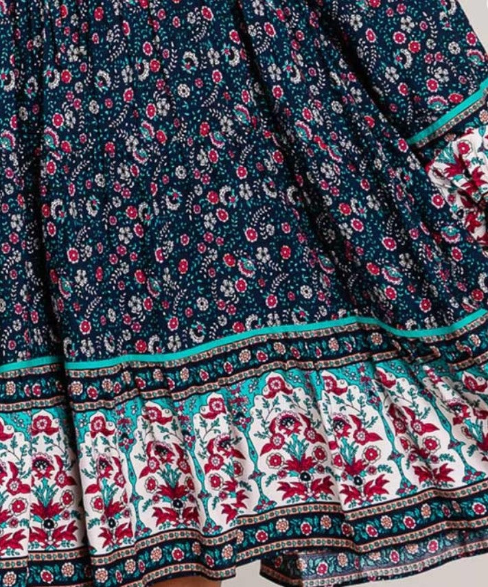 L-2X SIZE - BOHO HIPPIE SWING OVERSIZED DRESS IN NAVY ----------SALE