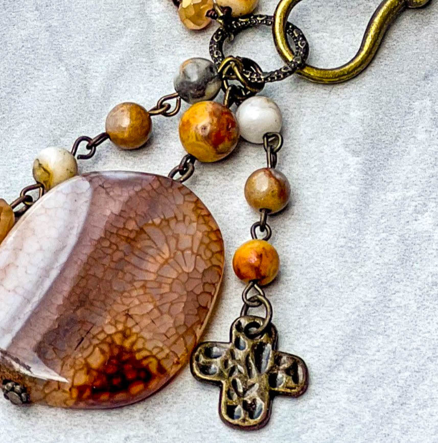 AGATA POLISHED & JASPER NATURAL STONE NECKLACE