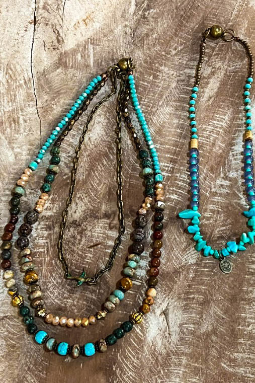 Blissful Balance Rain Forest Layered Natural Stone Necklace