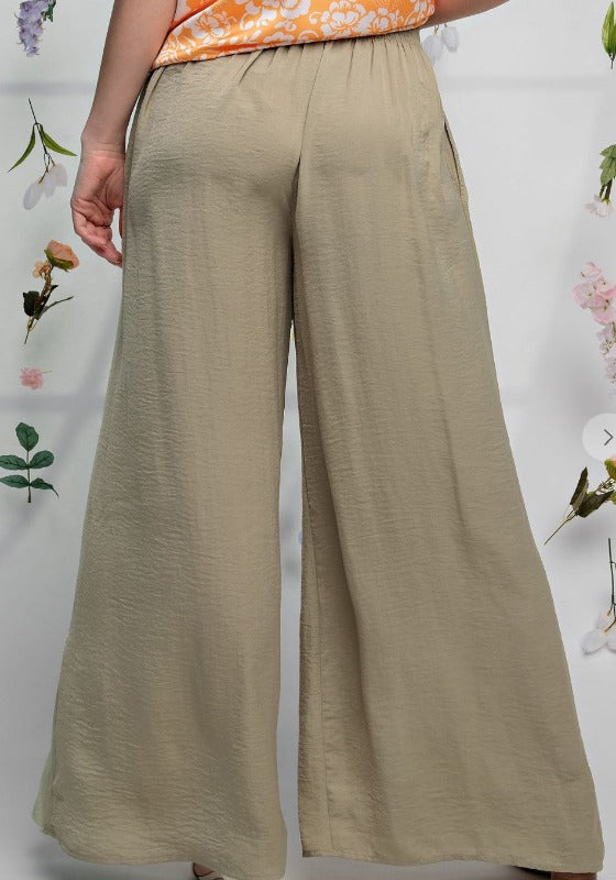 18-22 SIZE - WIDE LEGS PLUS SIZE PANTS IN SAGE---------SALE