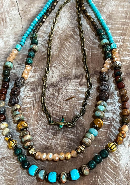 Blissful Balance Rain Forest Layered Natural Stone Necklace