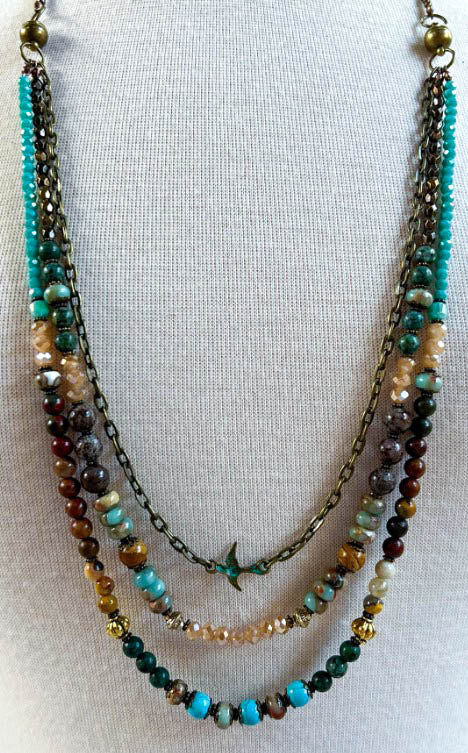 Blissful Balance Rain Forest Layered Natural Stone Necklace