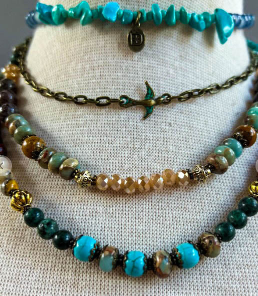 Blissful Balance Rain Forest Layered Natural Stone Necklace