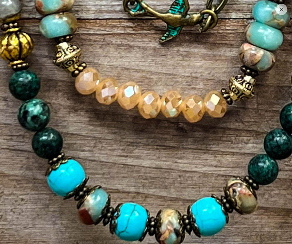 Blissful Balance Rain Forest Layered Natural Stone Necklace