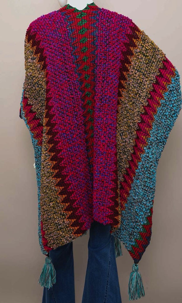 Authentic Beauty Crochet Kimono in Magenta and Multi-Color