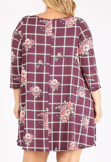 2X - 3X FLORAL TUNIC IN WINE---------sale