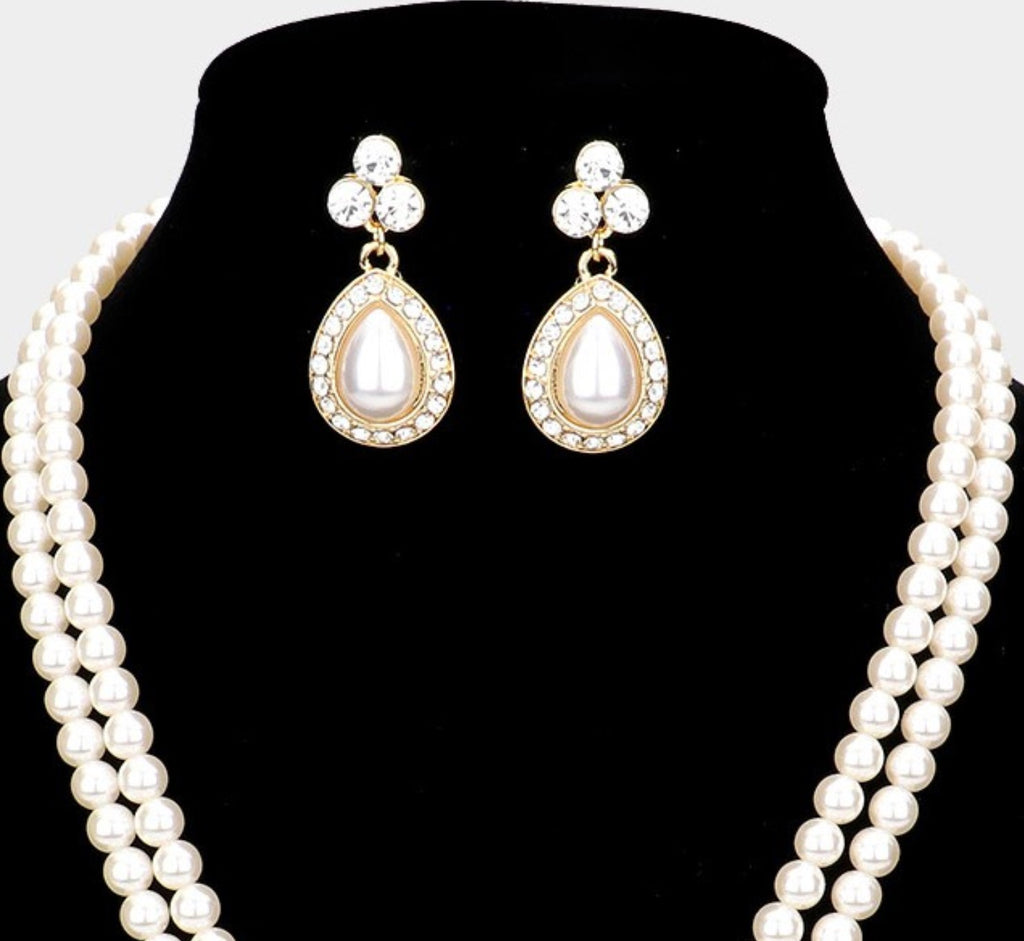 Classic Pearl Fleur Set Necklace