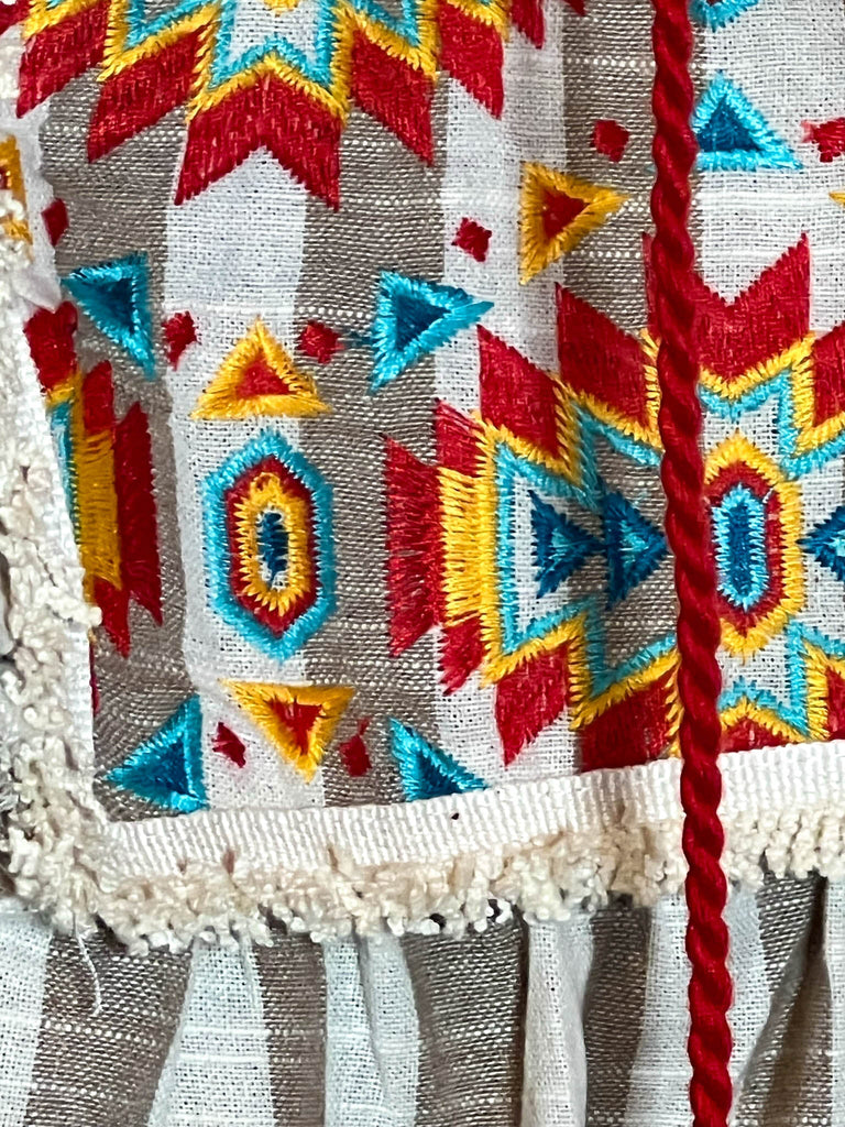 COUNTRY SOUL TAUPE & MULTI-COLOR BLOUSE---------SALE