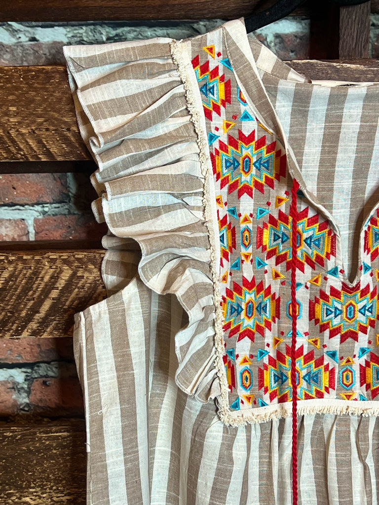 COUNTRY SOUL TAUPE & MULTI-COLOR BLOUSE---------SALE