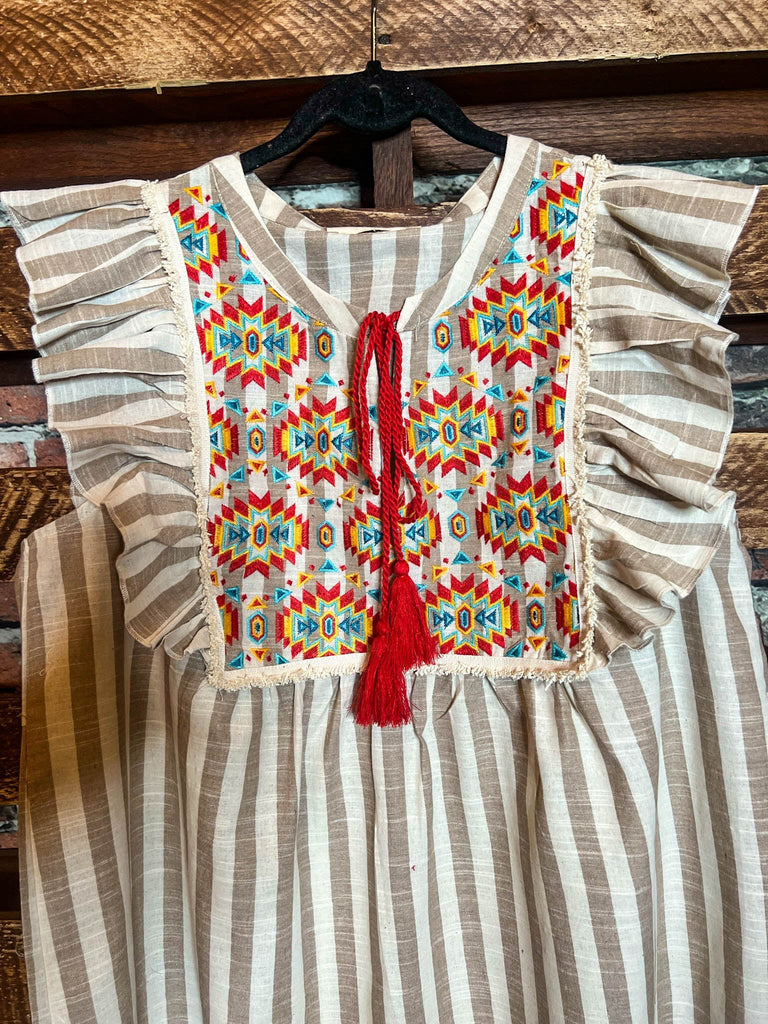 COUNTRY SOUL TAUPE & MULTI-COLOR BLOUSE---------SALE