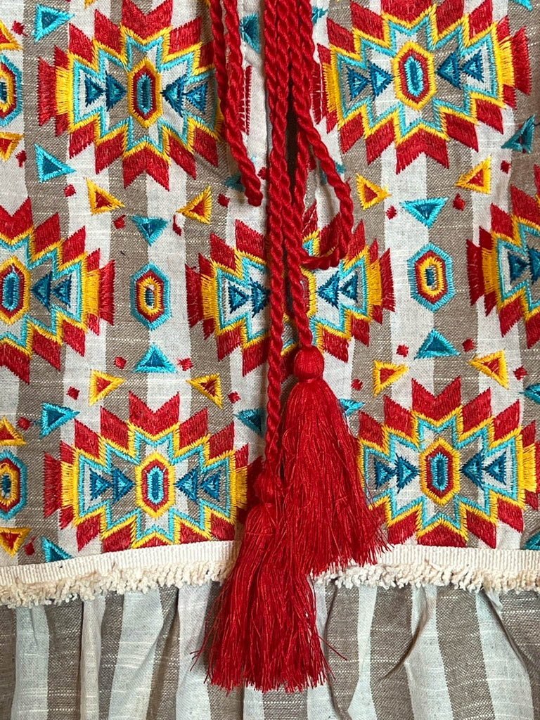 COUNTRY SOUL TAUPE & MULTI-COLOR BLOUSE---------SALE