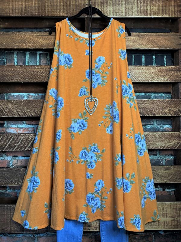 3x-4x FLORAL DRESS IN MUSTARD-----------sale