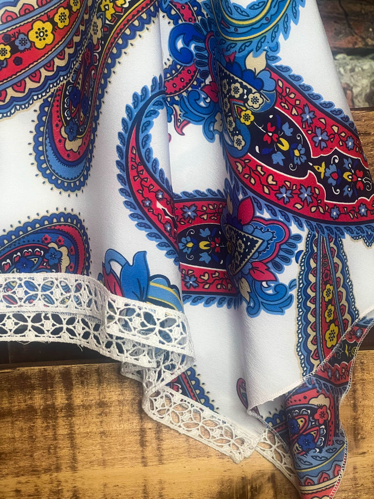 Bohemian Paisley Poncho Top in Multi-Color--------------SALE