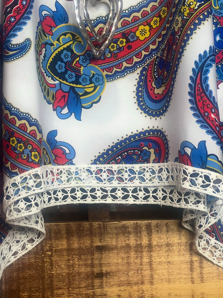 Bohemian Paisley Poncho Top in Multi-Color--------------SALE