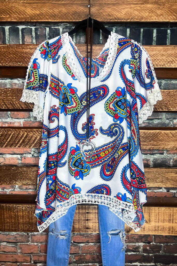 Bohemian Paisley Poncho Top in Multi-Color--------------SALE