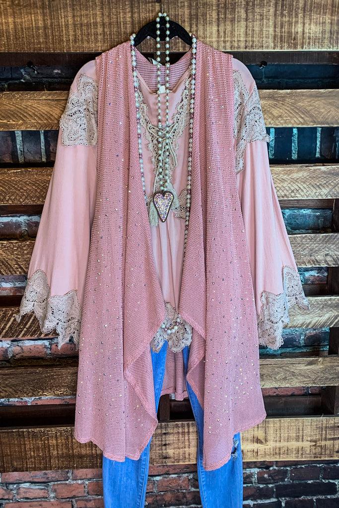 SWEETEST LOVE CRYSTAL STYLISH VEST IN ROSE PINK --------SALE