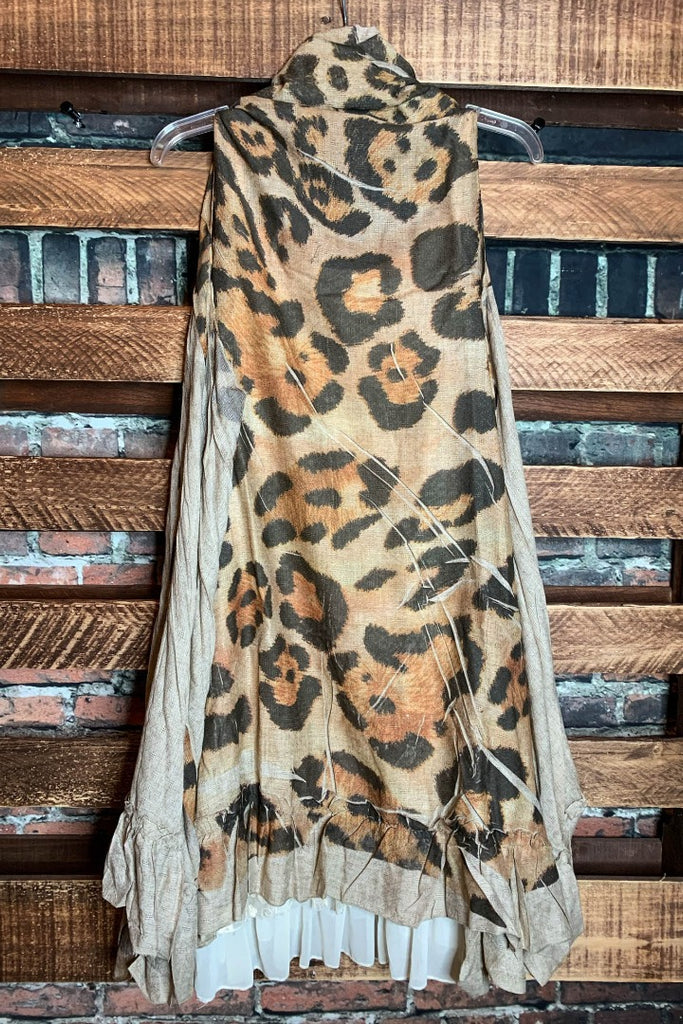 LIVING WILD GYPSY-BOHO OVERSIZED VEST IN LEOPARD