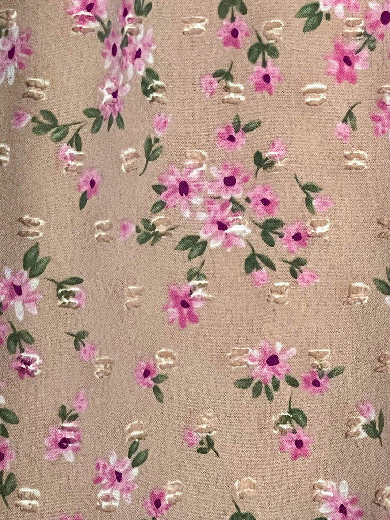 BEAUTIFUL TIMELESS FLORAL BABYDOLL TOP IN BLUSH ROSE--------SALE