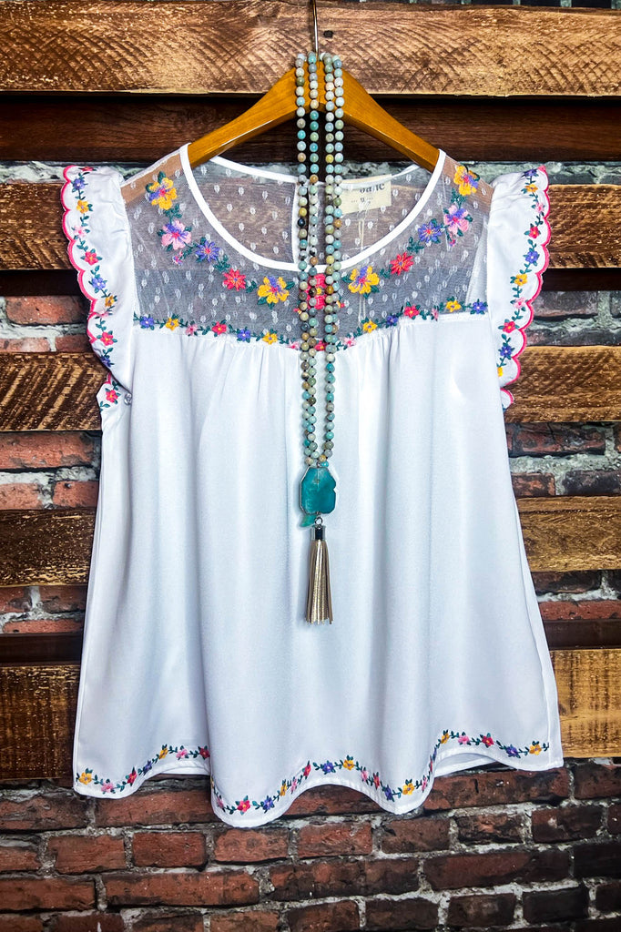 Lovely New Day Lace Embroidered Blouse in Ivory---------Sale