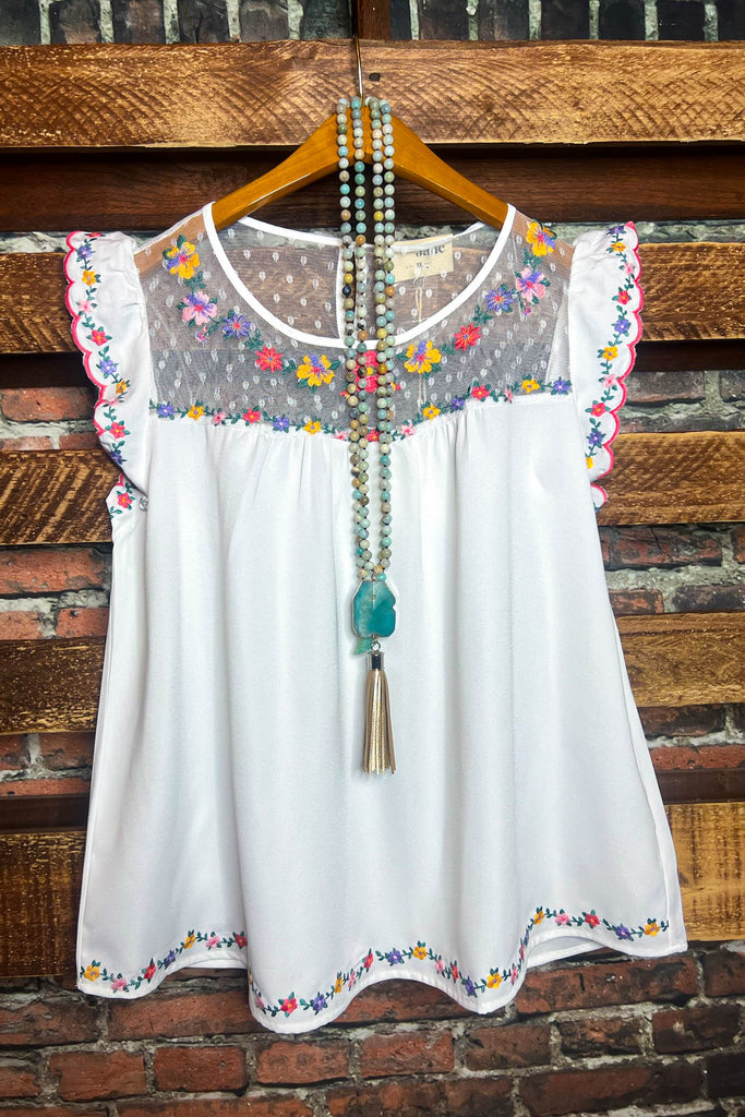 Lovely New Day Lace Embroidered Blouse in Ivory---------Sale