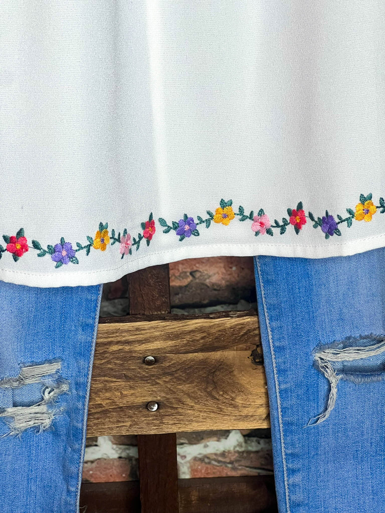 Lovely New Day Lace Embroidered Blouse in Ivory---------Sale