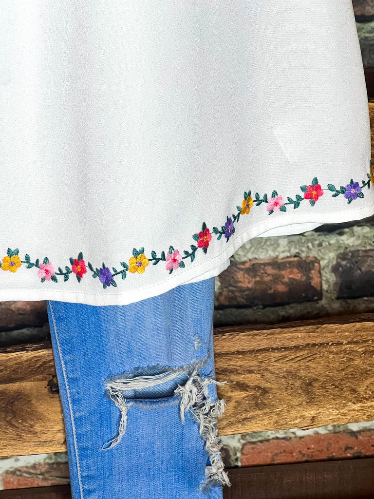 Lovely New Day Lace Embroidered Blouse in Ivory---------Sale