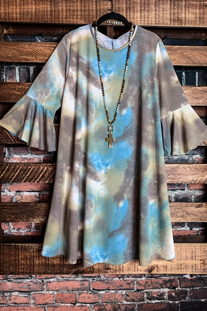 A Love So Sweet Tie Dye Dress In Olive & Multi-Color