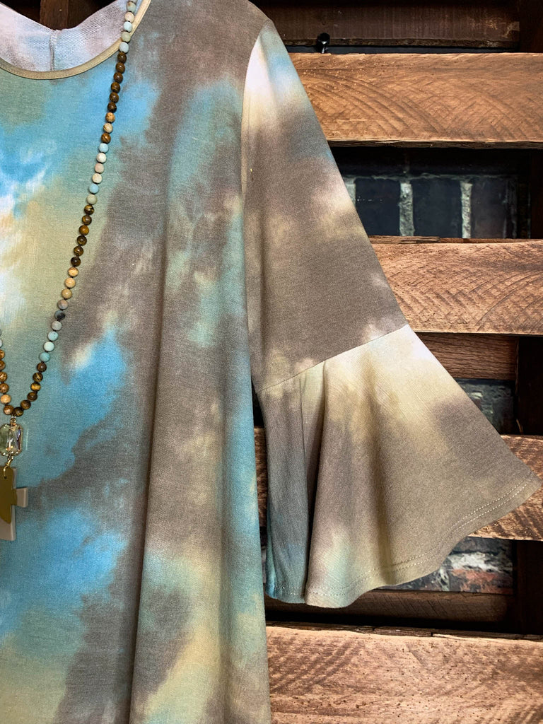 A Love So Sweet Tie Dye Dress In Olive & Multi-Color