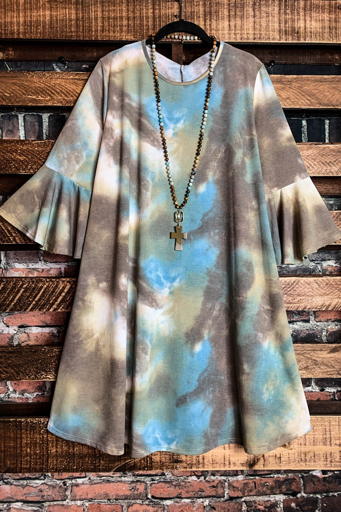 A Love So Sweet Tie Dye Dress In Olive & Multi-Color