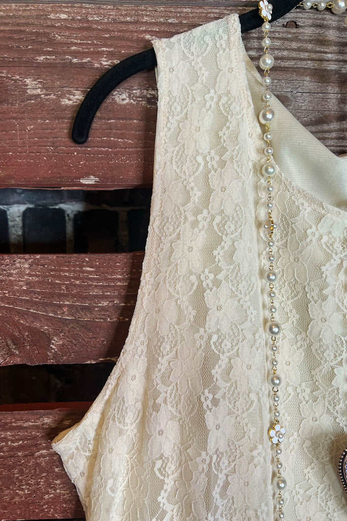 BELIEVE IN THIS LOVE LACE DRESS TUNIC IN BEIGE