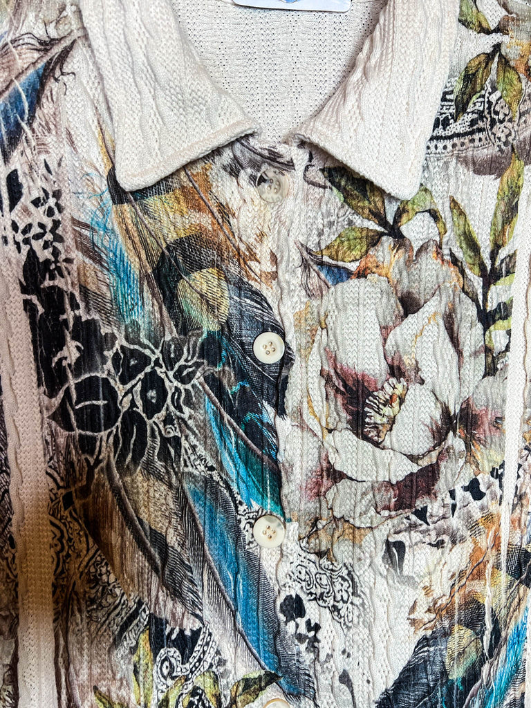 WONDER PARADISE LACE JACKET IN FLORAL & FEATHER PRINT