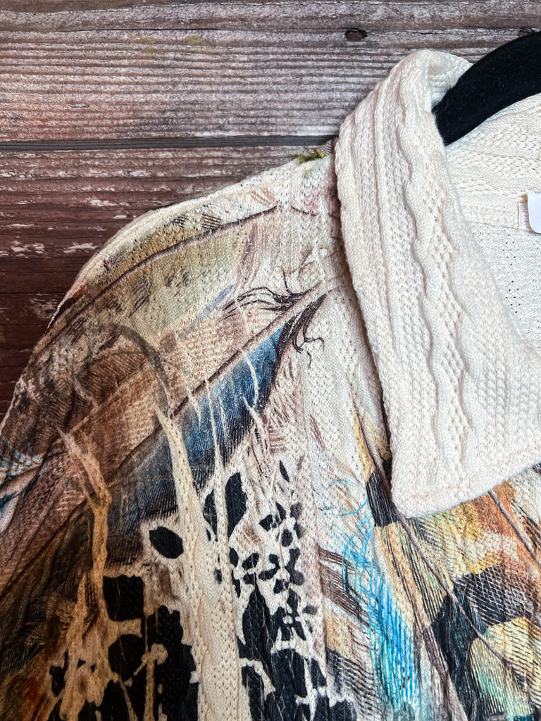 WONDER PARADISE LACE JACKET IN FLORAL & FEATHER PRINT