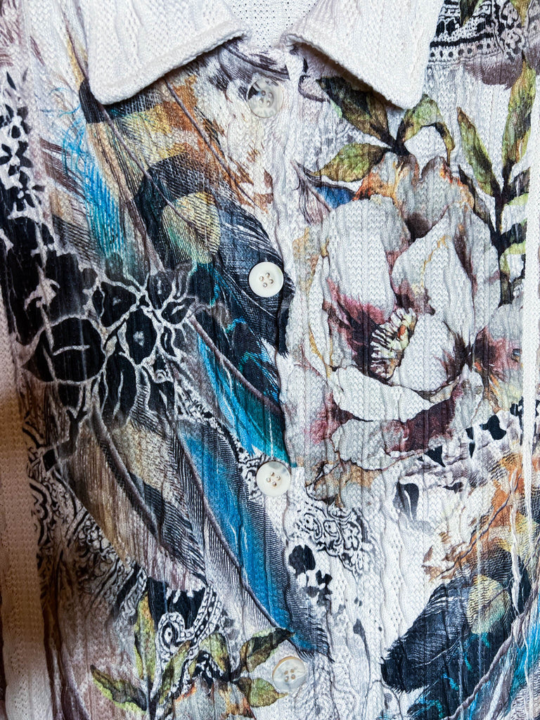 WONDER PARADISE LACE JACKET IN FLORAL & FEATHER PRINT