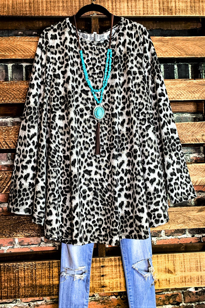 COZY LEOPARD FLEECE SWEATER TUNIC IN MULTI-COLOR----SALE