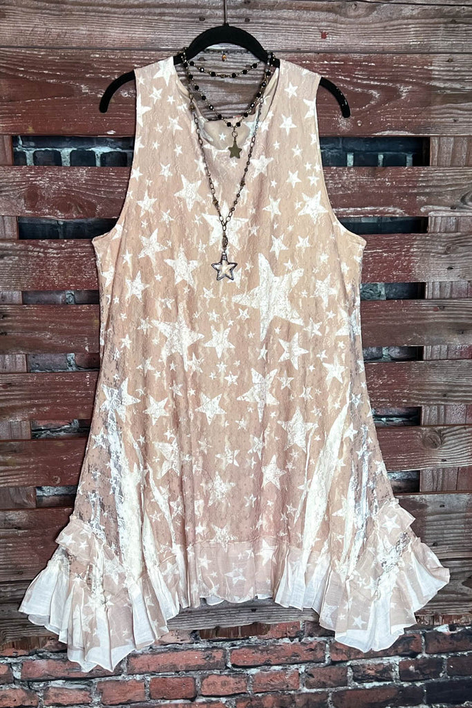 Give me The Stars Lace Asymmetrical Dress in Beige & Taupe