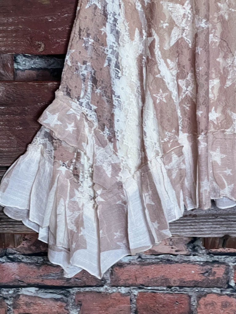 Give me The Stars Lace Asymmetrical Dress in Beige & Taupe