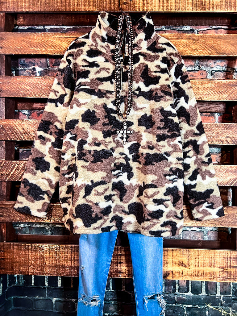 Brown Camo Faux Fur Pullover ------- SALE