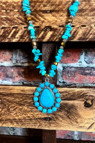 WIND RIVER IVORY TURQUOISE SET EARRING & NECKLACE