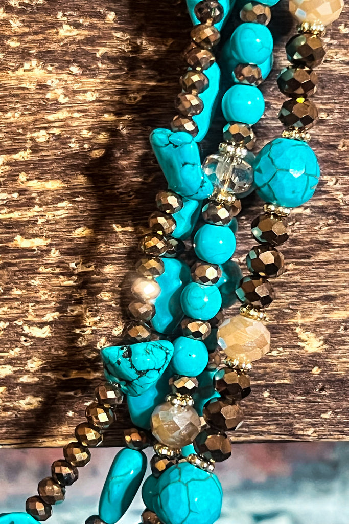 BEAUTY PERSONIFIED BLUE TURQUOISE LAYERED NECKLACE