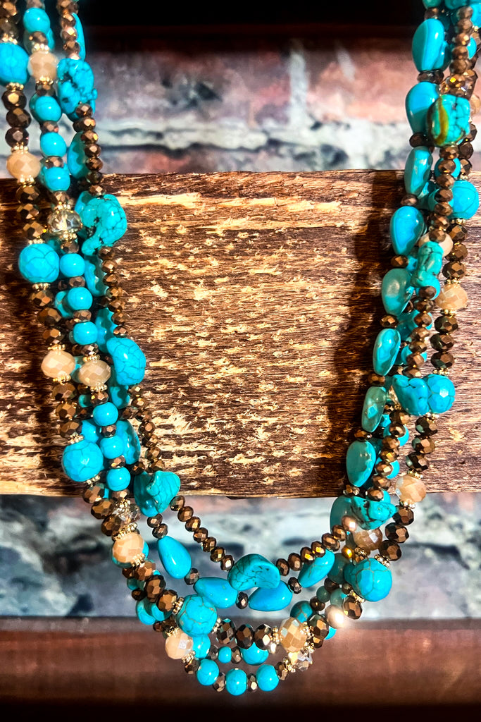 BEAUTY PERSONIFIED BLUE TURQUOISE LAYERED NECKLACE