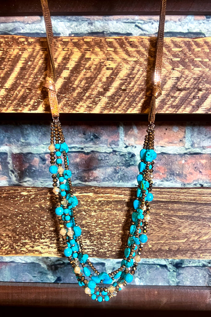 BEAUTY PERSONIFIED BLUE TURQUOISE LAYERED NECKLACE