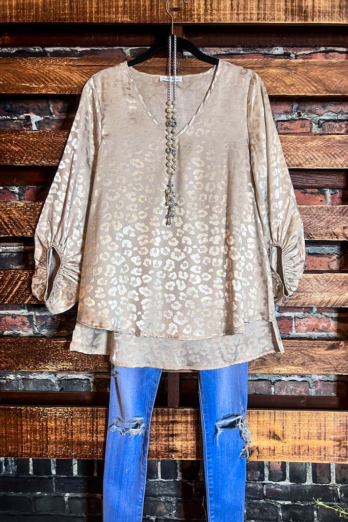 TIMELESS GLAMOUR SATIN BLOUSE IN CHAMPAGNE ------- SALE