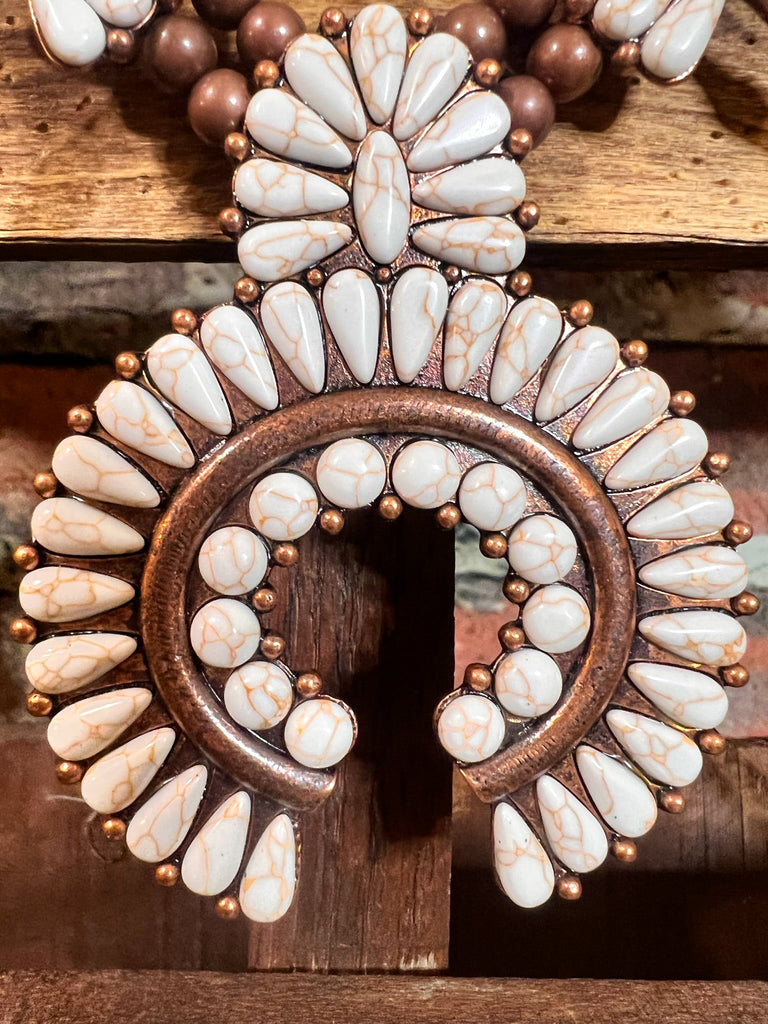 RECORD BEAUTY SET NECKLACE IN IVORY & COPPER