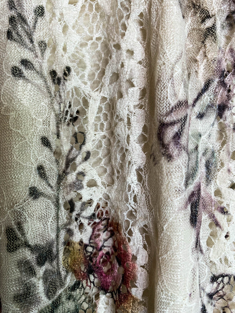 A LITTLE ENCHANTMENT ROSES LAYERED SLIP DRESS TUNIC IN BEIGE & FLORAL