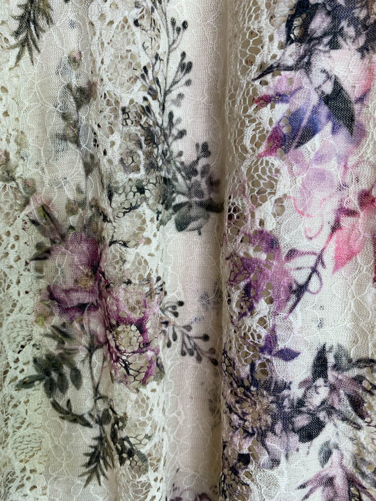 A LITTLE ENCHANTMENT ROSES LAYERED SLIP DRESS TUNIC IN BEIGE & FLORAL