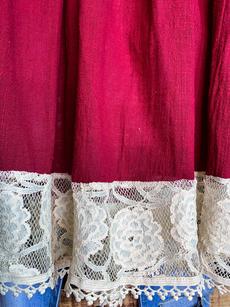 You and Me Could Write a Good Romance Lace Dress in Beige & Crimson-----------SALE