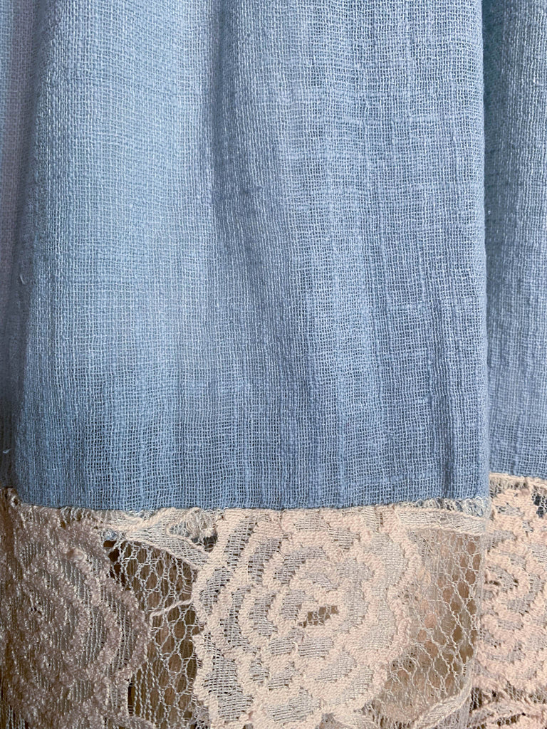 You and Me Could Write a Good Romance Lace Dress in Beige & Light Blue--------SALE