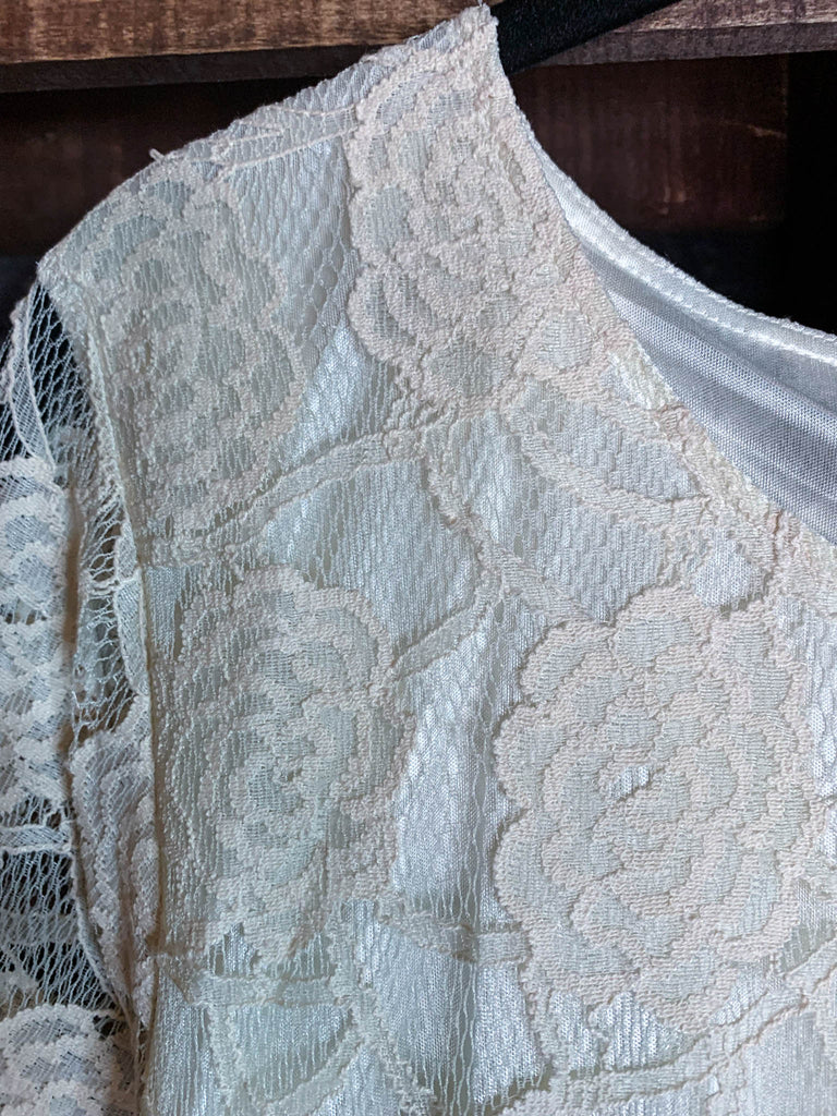 You and Me Could Write a Good Romance Lace Dress in Beige & Light Blue--------SALE