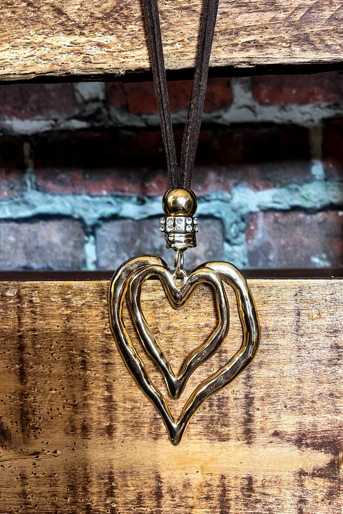 HEART ON HEART 02 PCS SET NECKLACE & EARRING GOLD COLOR