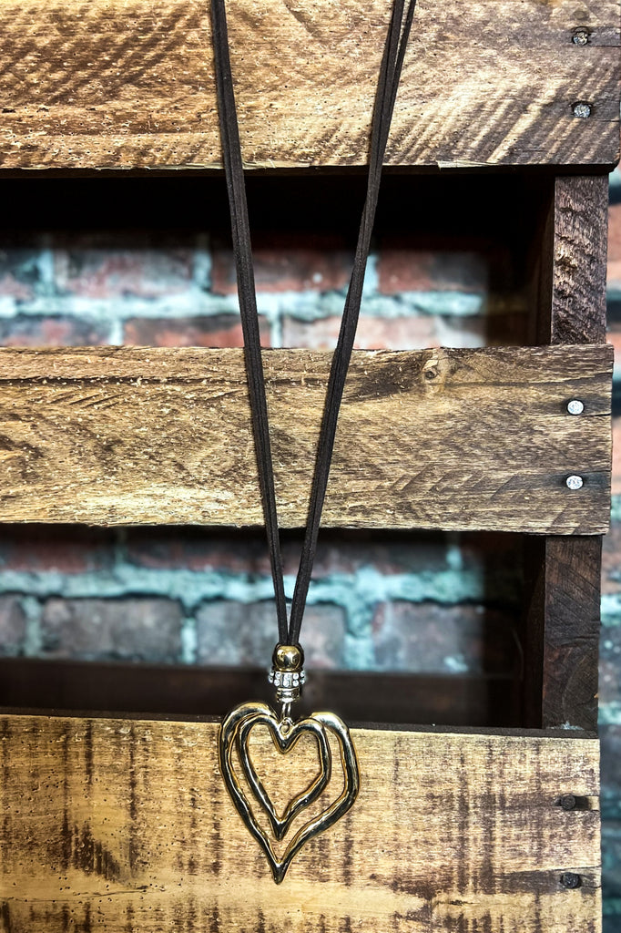 HEART ON HEART 02 PCS SET NECKLACE & EARRING GOLD COLOR